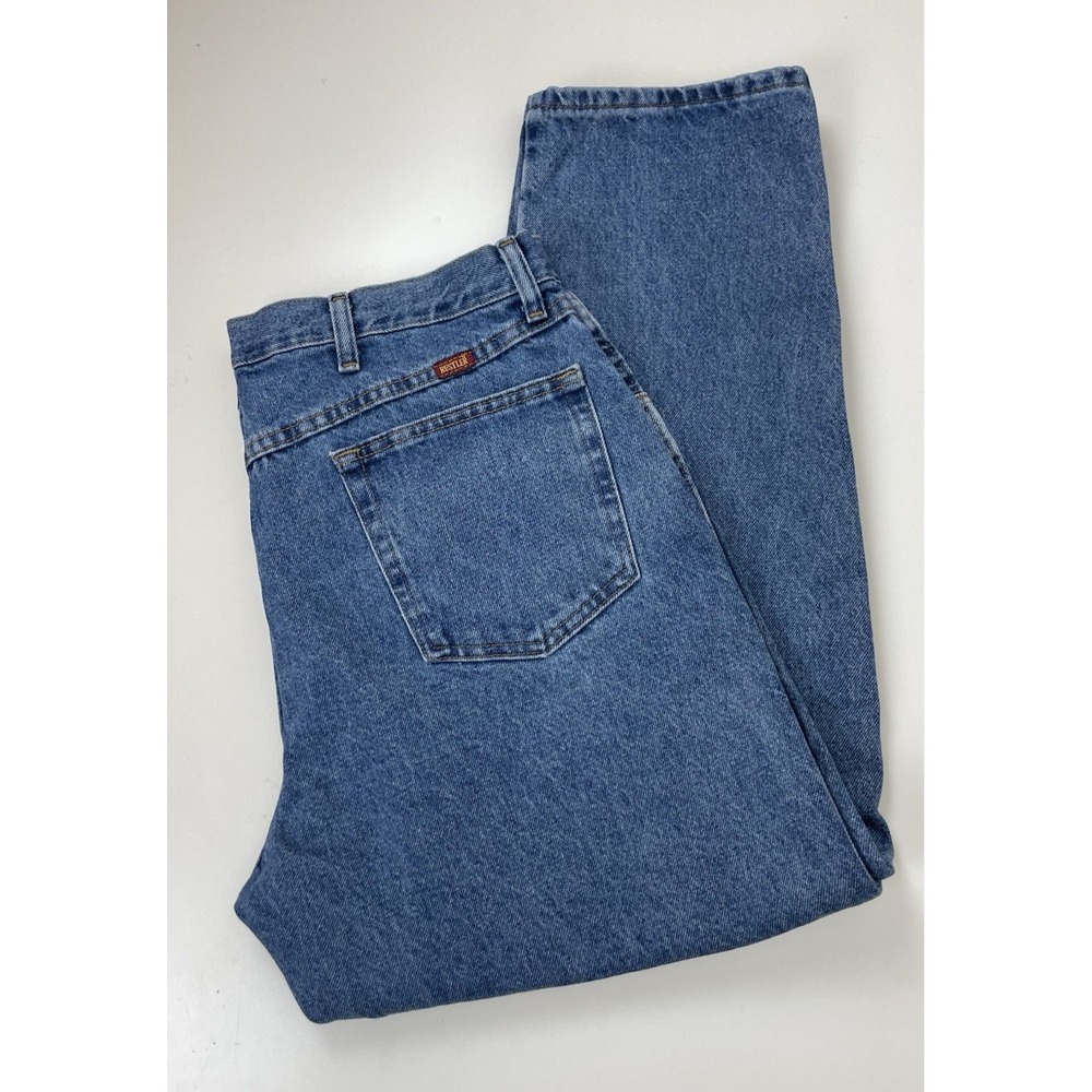 Rustler Jeans‎ Men's 38X29 Straight Leg Regular Fit Med Wash 100% Cotton
